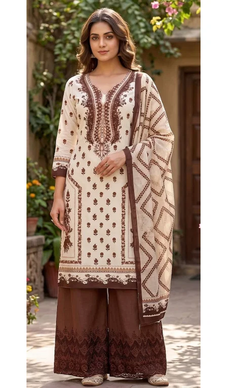Ruba By Al karam Rayon Cotton Printed Pakistani Dress Material
